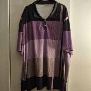 Purple and Black Geometric Patterned Men's Shirt